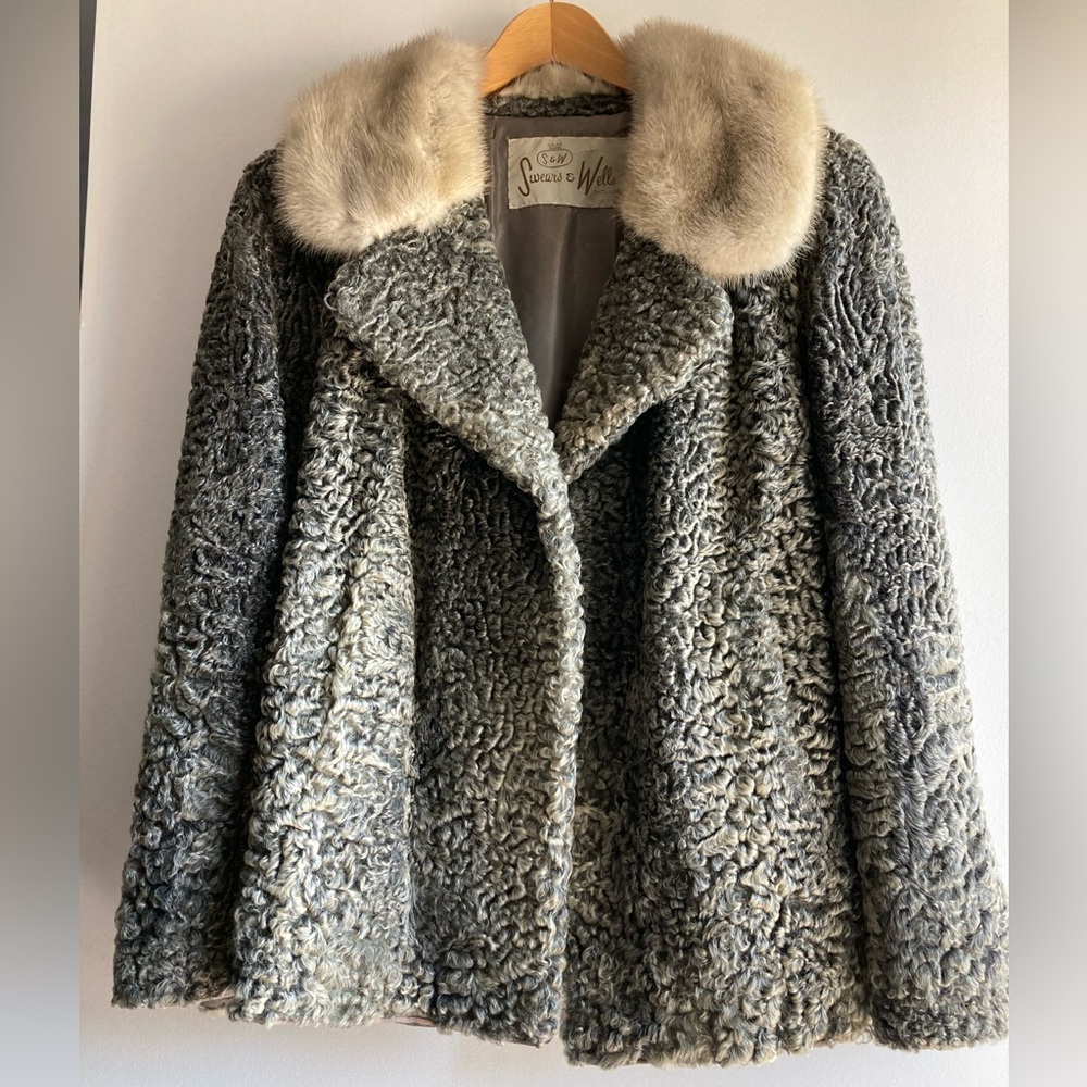Vintage curly lamb jacket with mink collar.- make a reasonable offer :)